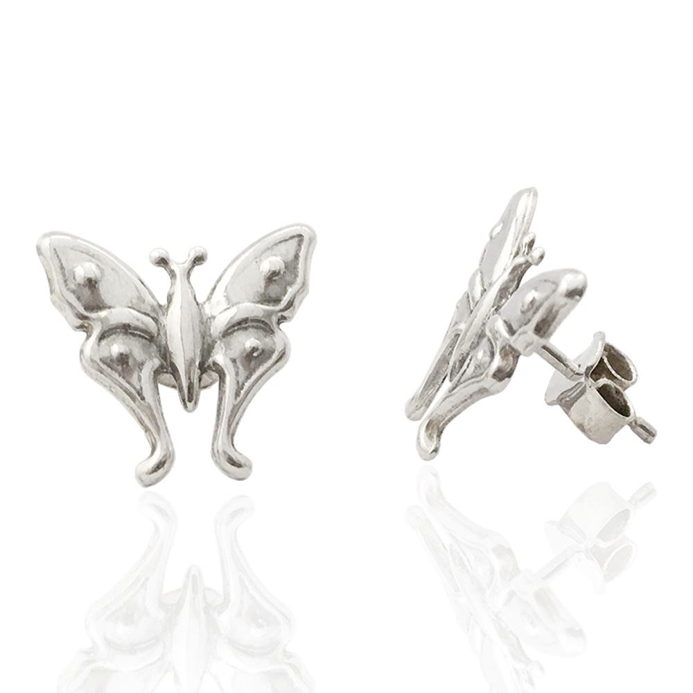 Orecchini per lobo farfalla mm 13x14 in argento 925 rodiato
