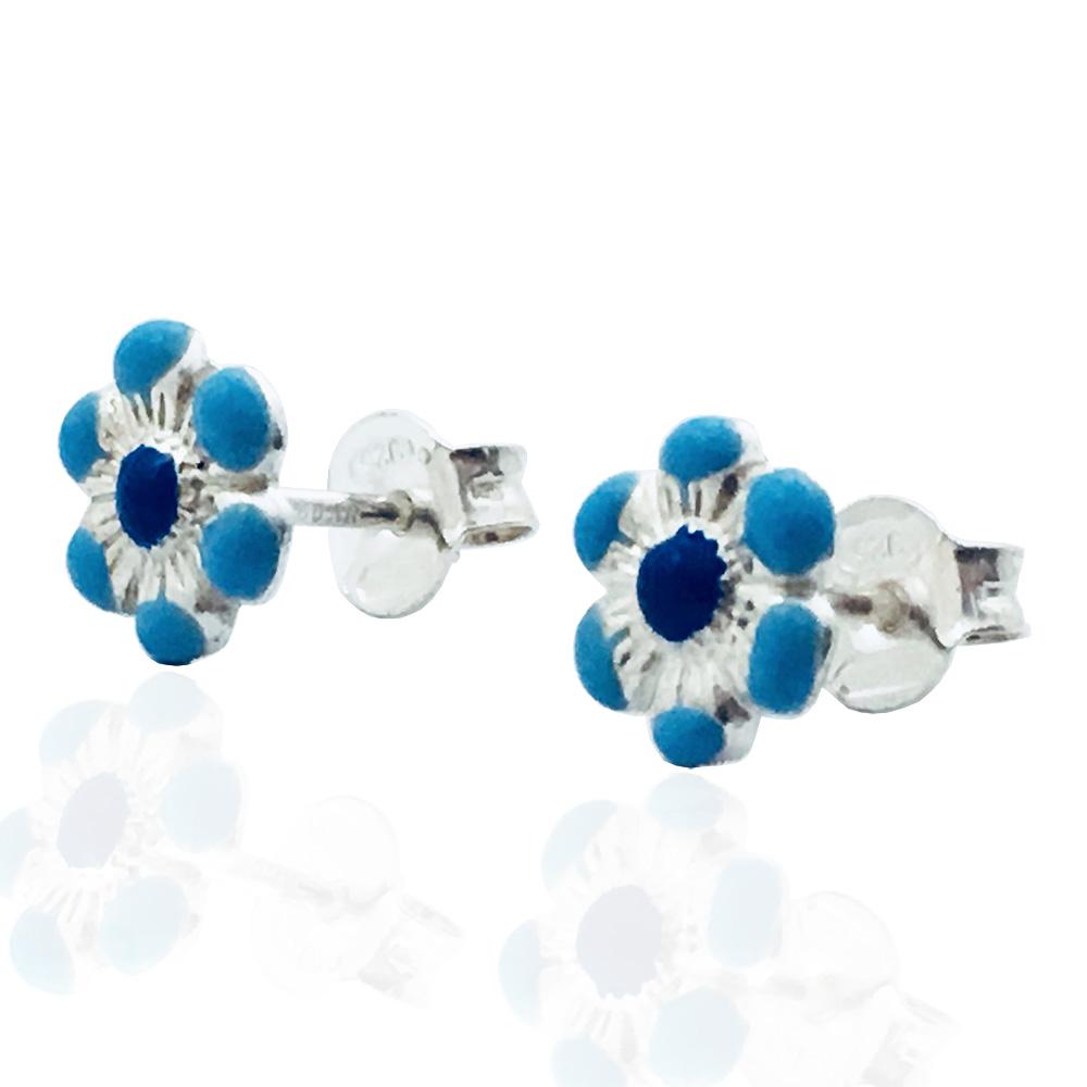 Orecchini lobo per bambina margherita mm 7 in argento 925 e smalti