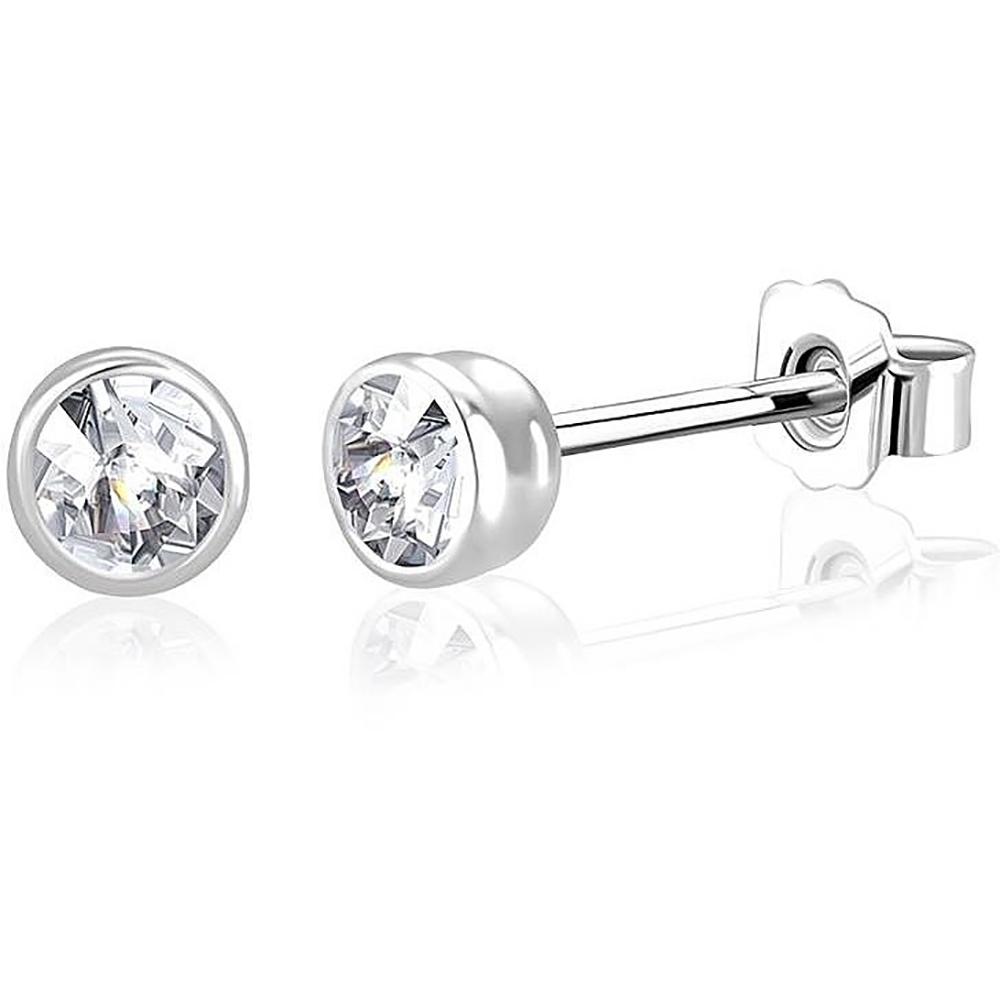Orecchini punto luce cipollina mm 4 in argento 925 con zirconi bianchi