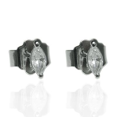 Orecchino lobo punto luce mm 6 in argento 925 rodiato con zirconi navette