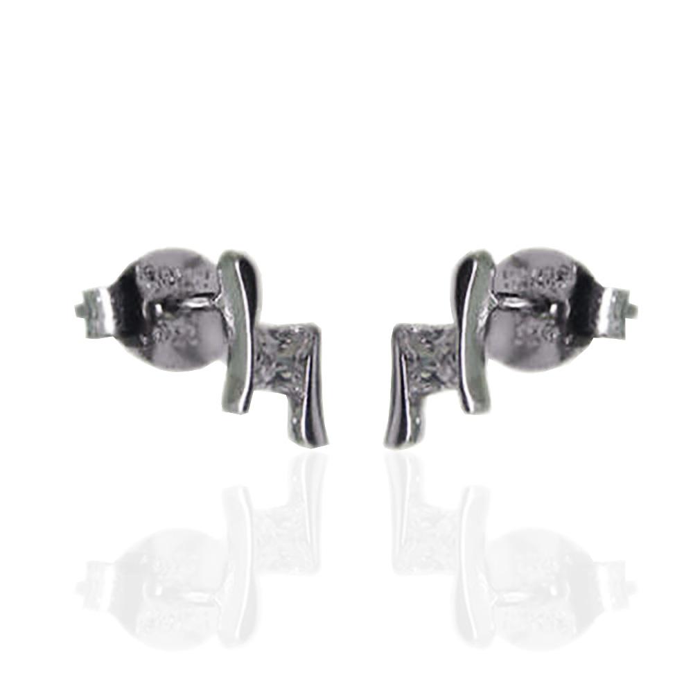 Orecchini donna per lobo punto luce stilizzato mm 7x4 in argento 925 rodiato con zircone quadrato