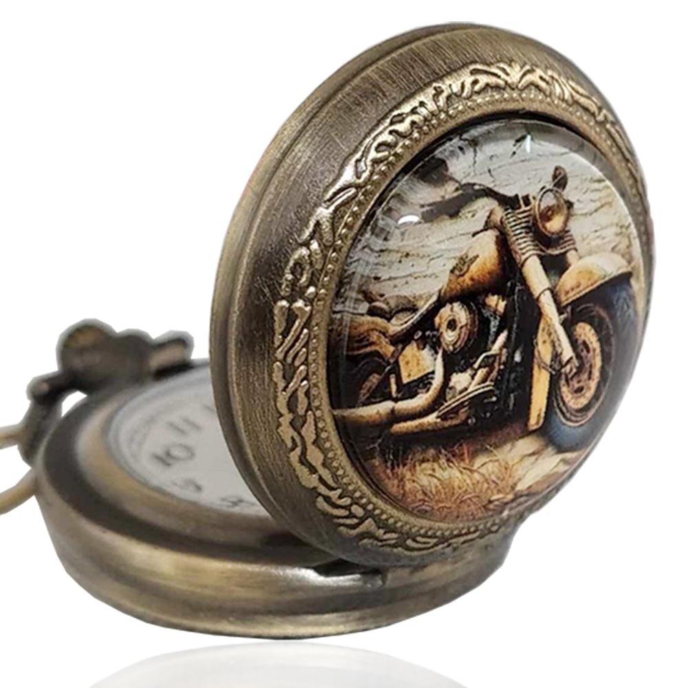 Orologio vintage moto mm 35 in lega di bronzo con catena