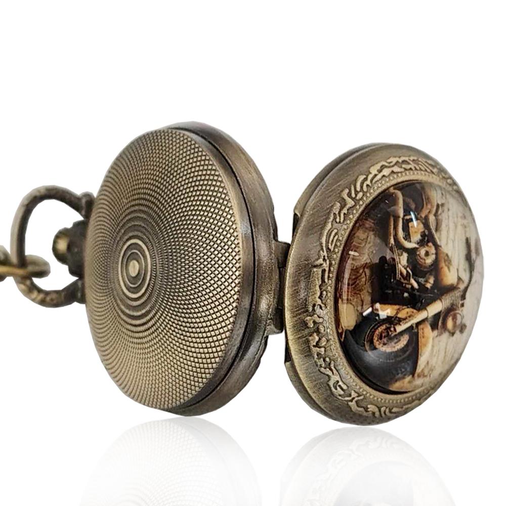 Orologio vintage moto mm 35 in lega di bronzo con catena