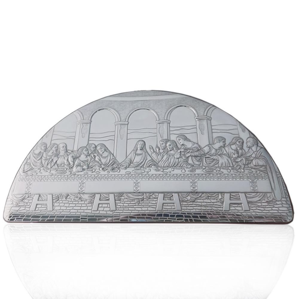 Pannello sacro cm 40x22 da muro da tavolo ultima cena in argento 925
