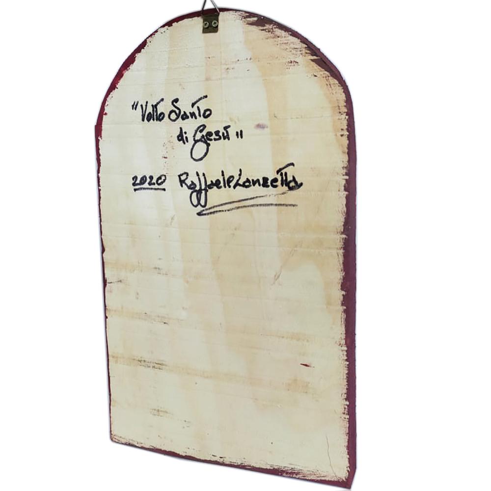 Pannello sacro volto di cristo cm 40x23 tempera acrilica su legno fatto a mano