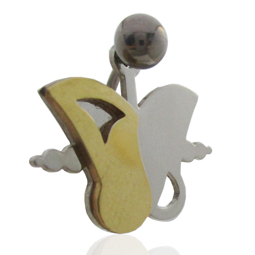 Piercing farfalla mm 18x22 in acciaio anallergico dorato con gancio banana