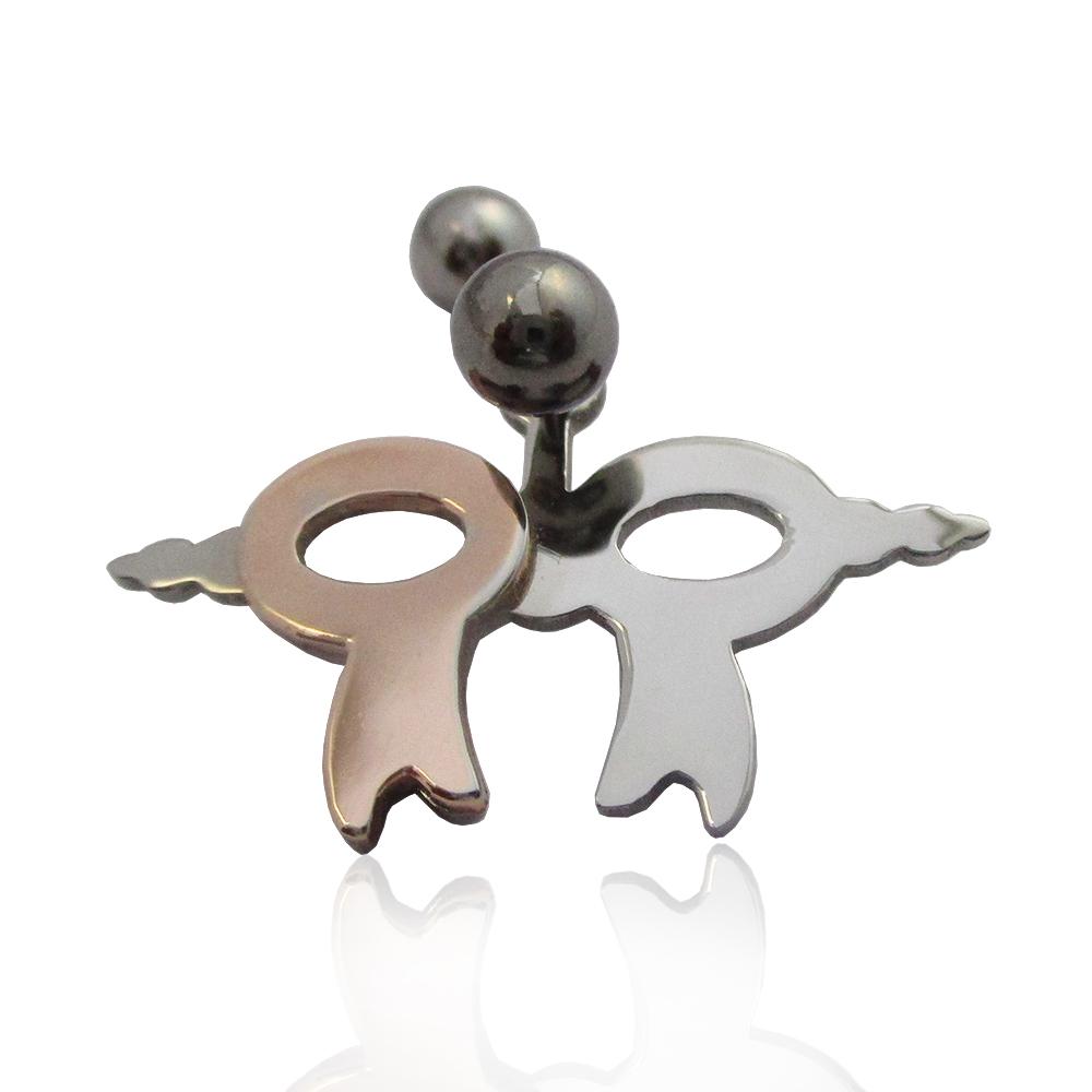 Piercing tribale maschera mm 17x28 in acciaio chirurgico ramato con gancio banana