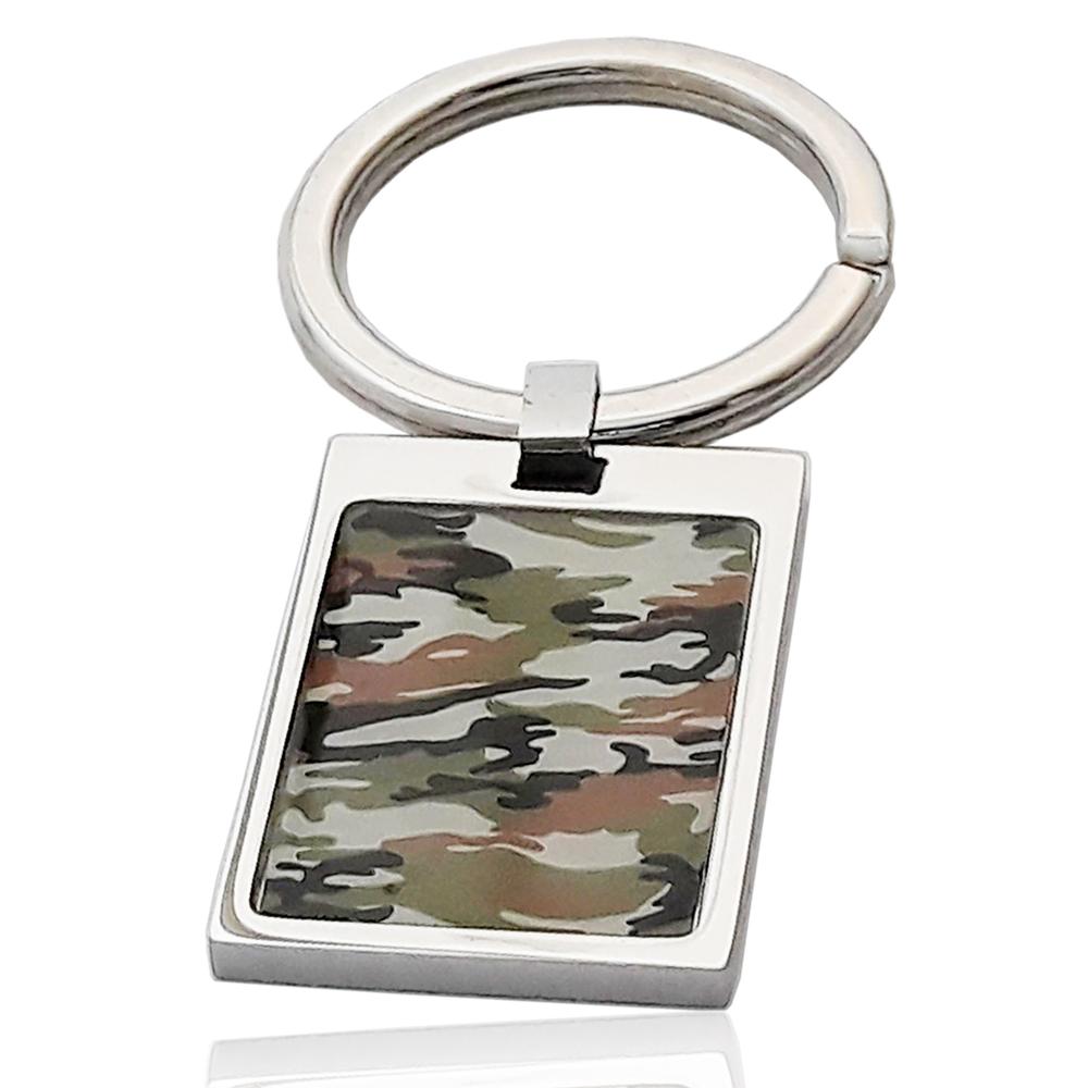 Portachiavi acciaio lucido con targa militare mm 35x25 da personalizzare