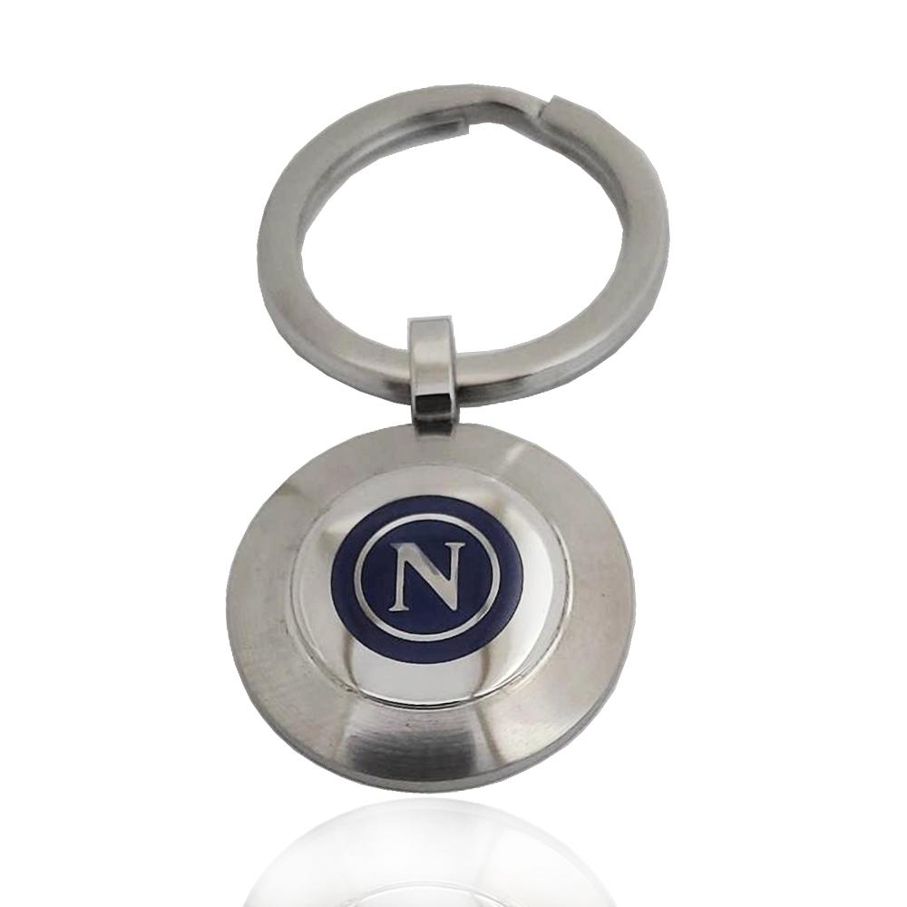 Portachiavi tondo napoli mm 27 in acciaio lucido-satinato