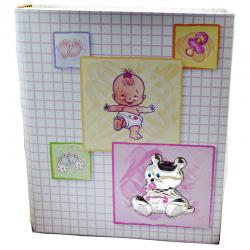 Album foto diario rosa 20x25 neonato con blasone orsetto in argento