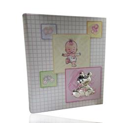 Album foto diario rosa 20x25 neonato con blasone orsetto in argento