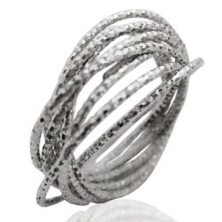 Anello a 9 anelli in argento 925 rodiato con lavorazione diamantata
