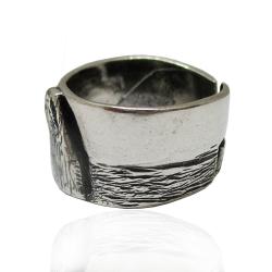 Anello a fascia faraglioni mm 13 in argento 925 brunito