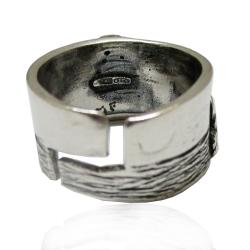 Anello a fascia faraglioni mm 13 in argento 925 brunito