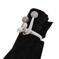Anello collezione benetton in argento 925 rodiato con sfere zirconate rosa