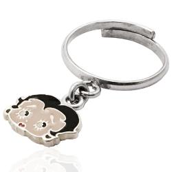 Anello bambina betty boop in argento 925 e smalti a fuoco misura regolabile