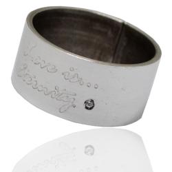 Anelli a fascia mm 10 in argento 925 con diamanti naturali e scritta love is...