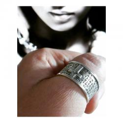 Anello con preghiera padre nostro con parole incise fascia mm 13 adatta per pollice