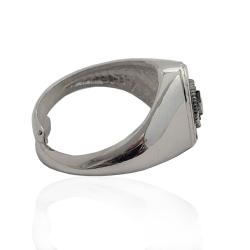 Anello da uomo ovale mm 15x10 in argento 925 rodiato con rosa dei venti centrale