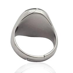 Anello da uomo ovale mm 16x14 in argento 925 rodiato con smalto nero