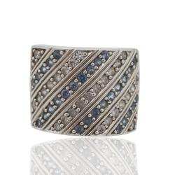 Anello pave' di zirconi bianchi e azzurri  in argento 925 rodiato united colors of benetton