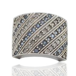 Anello pave' di zirconi bianchi e azzurri  in argento 925 rodiato united colors of benetton