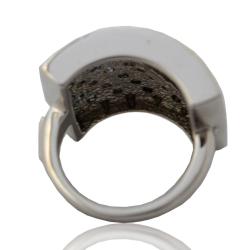 Anello pave' di zirconi bianchi e azzurri  in argento 925 rodiato united colors of benetton