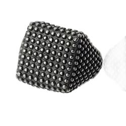 Anello quadrato per uomo mm 19x19 in argento 925 brunito con microsfere