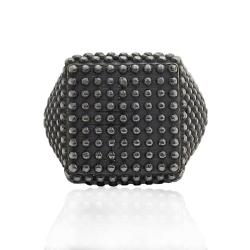 Anello quadrato per uomo mm 19x19 in argento 925 brunito con microsfere