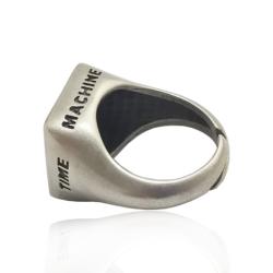 Anello time machine in argento massiccio titolo 925 satinato e brunito