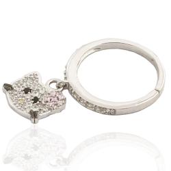 Anello veretta con hello kitty pendente in argento 925 rodiato e zirconi colorati