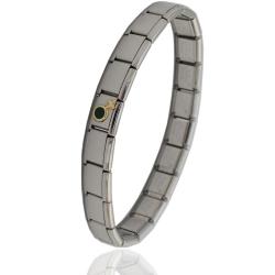 Bracciale componibile in acciaio anallergico con centrale simbolo femmina in oro giallo 18 carati e smalti
