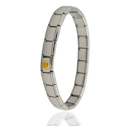 Bracciale componibile in acciaio anallergico con centrale sole in oro giallo 18 carati e smalti