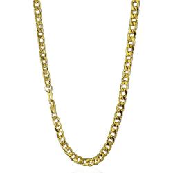 Completo collana con bracciale a catena grumetta mm 6 in acciaio placcato oro giallo