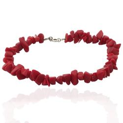 Bracciale con pietre dure naturali rosse con chiusura in argento titolo 925 cm 19