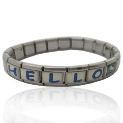 Bracciale hello kitty in acciaio estensibile con applicazioni smaltate