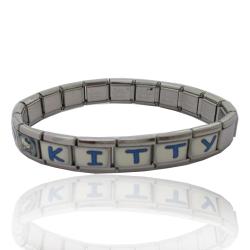 Bracciale hello kitty in acciaio estensibile con applicazioni smaltate