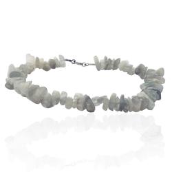 Bracciale con pietre dure naturali grigio-bianco con chiusura in argento titolo 925 cm 19