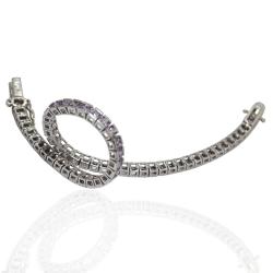 Bracciale tennis carre' mm 4 in argento 925 rodiato con zirconi viola cm 20