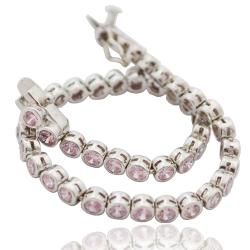 Bracciale tennis cipollina mm 4 in argento 925 rodiato con zirconi rosa cm 19