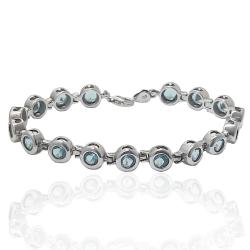 Bracciale tennis cipollina mm 7 con zirconi azzurri in argento 925 rodiato cm 19