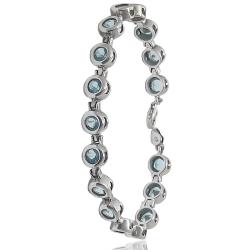 Bracciale tennis cipollina mm 7 con zirconi azzurri in argento 925 rodiato cm 19