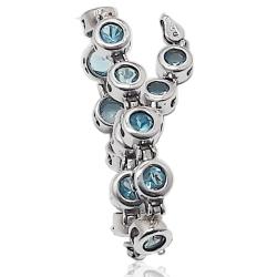 Bracciale tennis cipollina mm 7 con zirconi azzurri in argento 925 rodiato cm 19