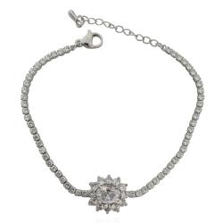 Bracciale tennis kate placcato rodio con strass bianchi e centrale bianco