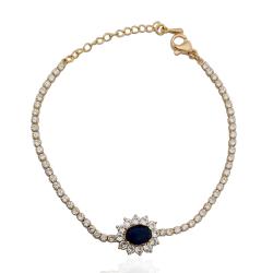 Bracciale tennis kate placcato oro con strass bianchi e centrale blu