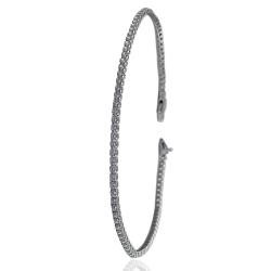Bracciale tennis mm 1,5 in oro bianco 18 carati cm 18 con zirconi bianchi