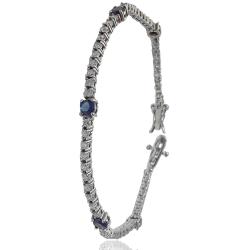 Bracciale tennis mm 2 in argento 925 rodiato con zirconi bianchi e con zirconi blu da 4 mm