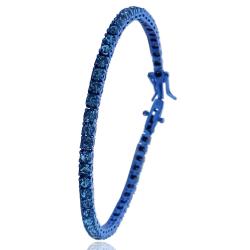 Bracciale tennis mm 3 in argento galvanico capri blue titolo 925 con zirconi azzurri cm 18