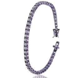 Bracciale tennis mm 3 in argento galvanico lilla titolo 925 con zirconi bianchi cm 18