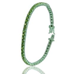 Bracciale tennis mm 3 in argento galvanico verde titolo 925 con zirconi verdi cm 18